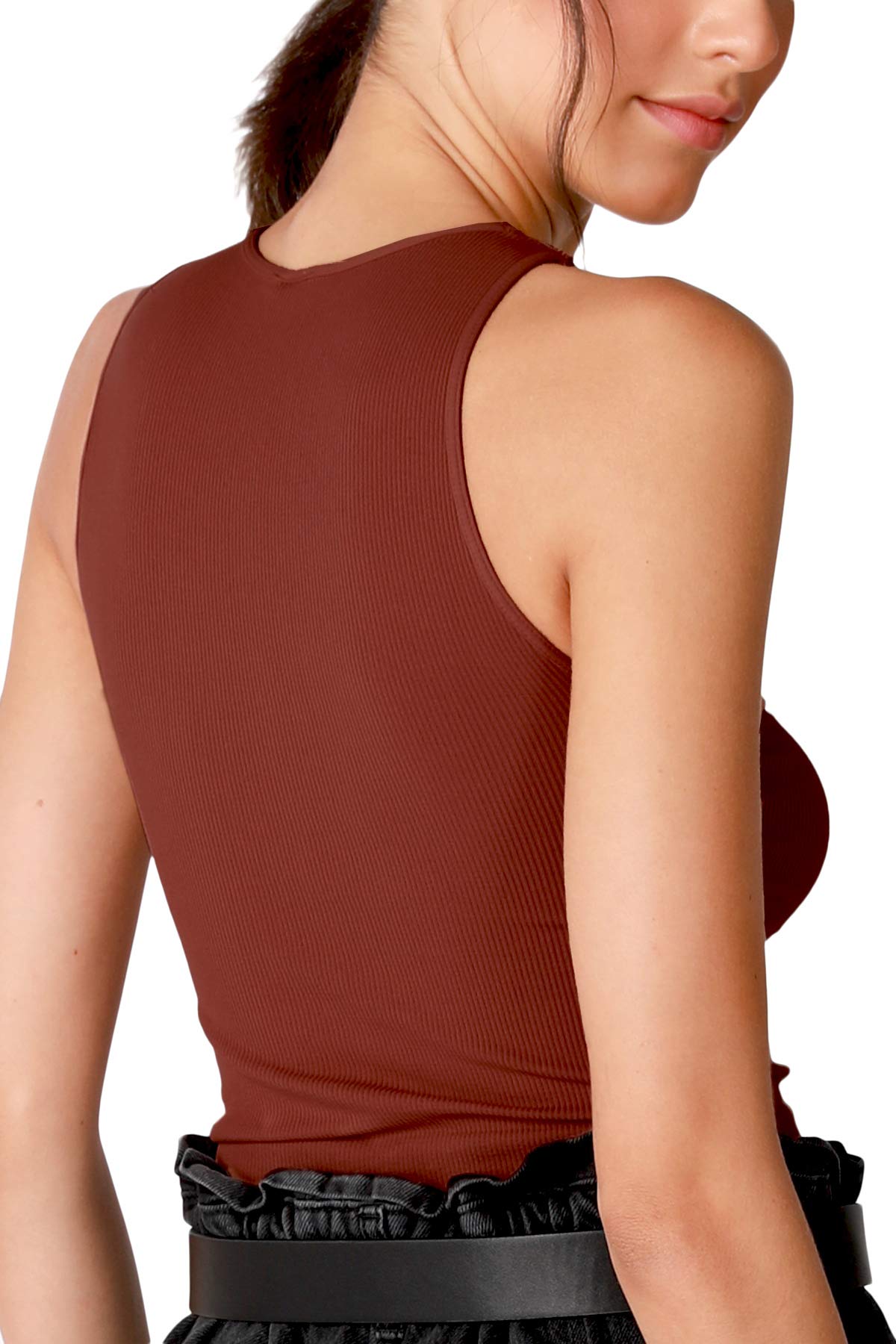 NIKIBIKI Women Seamless High Neck Ribbed Crop Top, Made in U.S.A, One Size
