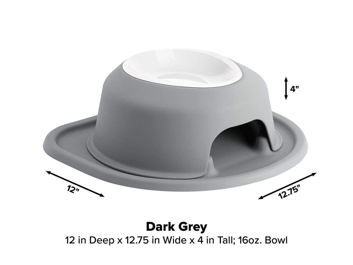 WeatherTech Single High Pet Feeding System w/Plastic Dog/Cat Bowls - 1.5" High Stand Dark Grey (PSH0801DGDG)