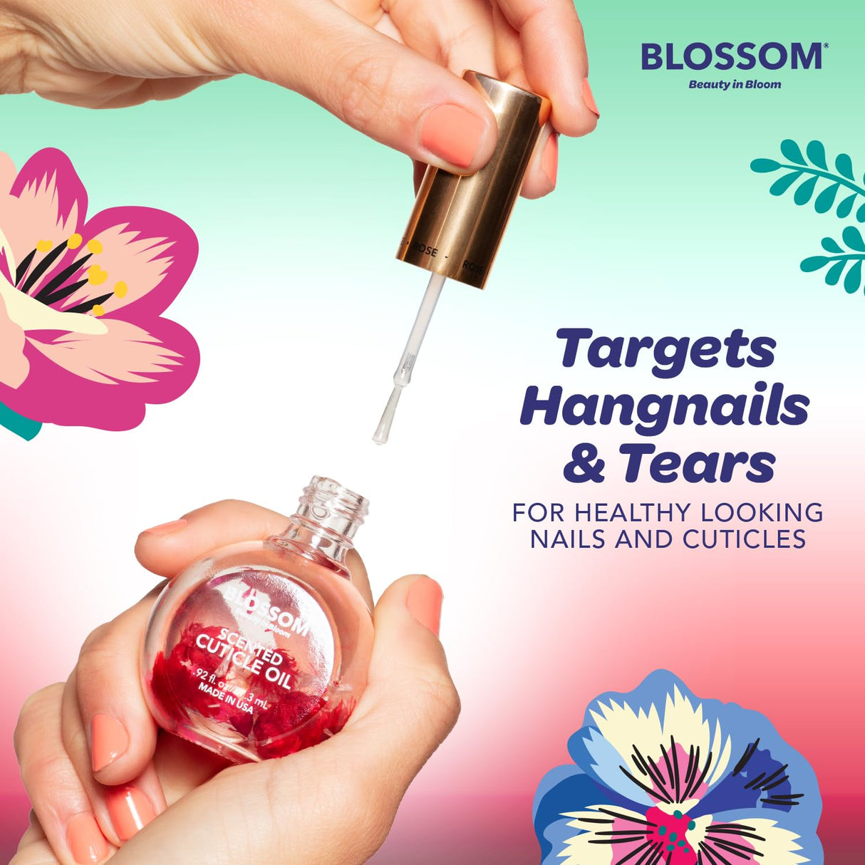 Blossom Scented Cuticle Oil, Infused with Real Flowers, Hydrating, Moisturizing, Strengthening, Made in USA, 0.5 fl. oz, Amazon Exclusive, Watermelon