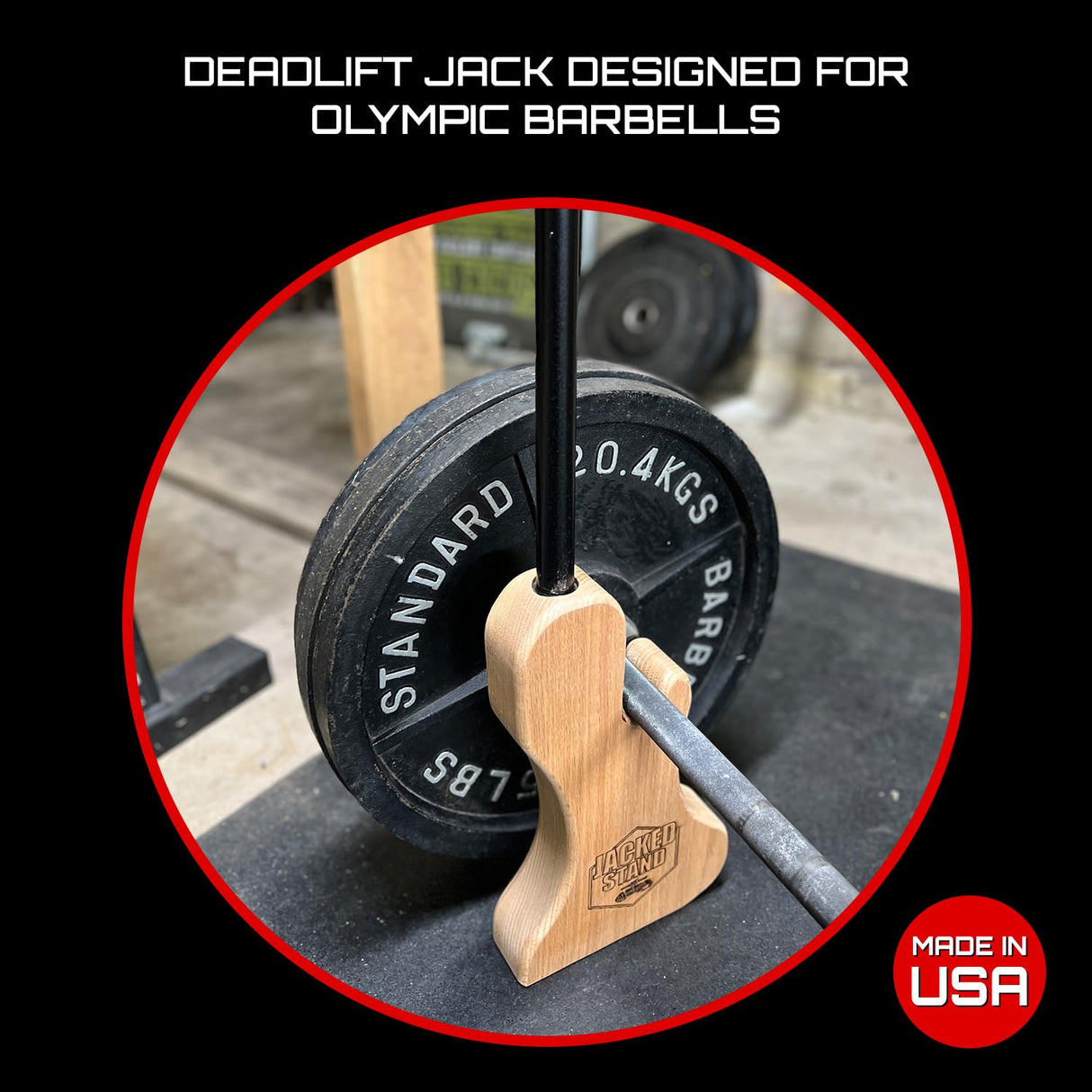 Micro Gainz Wooden Jack Stand, Deadlift Platform for Loading & OffLoading Barbell Weight Plates, Designed for Deadlifting, Powerlifting, and Weightlifting, Wooden Barbell Jack Made in the USA