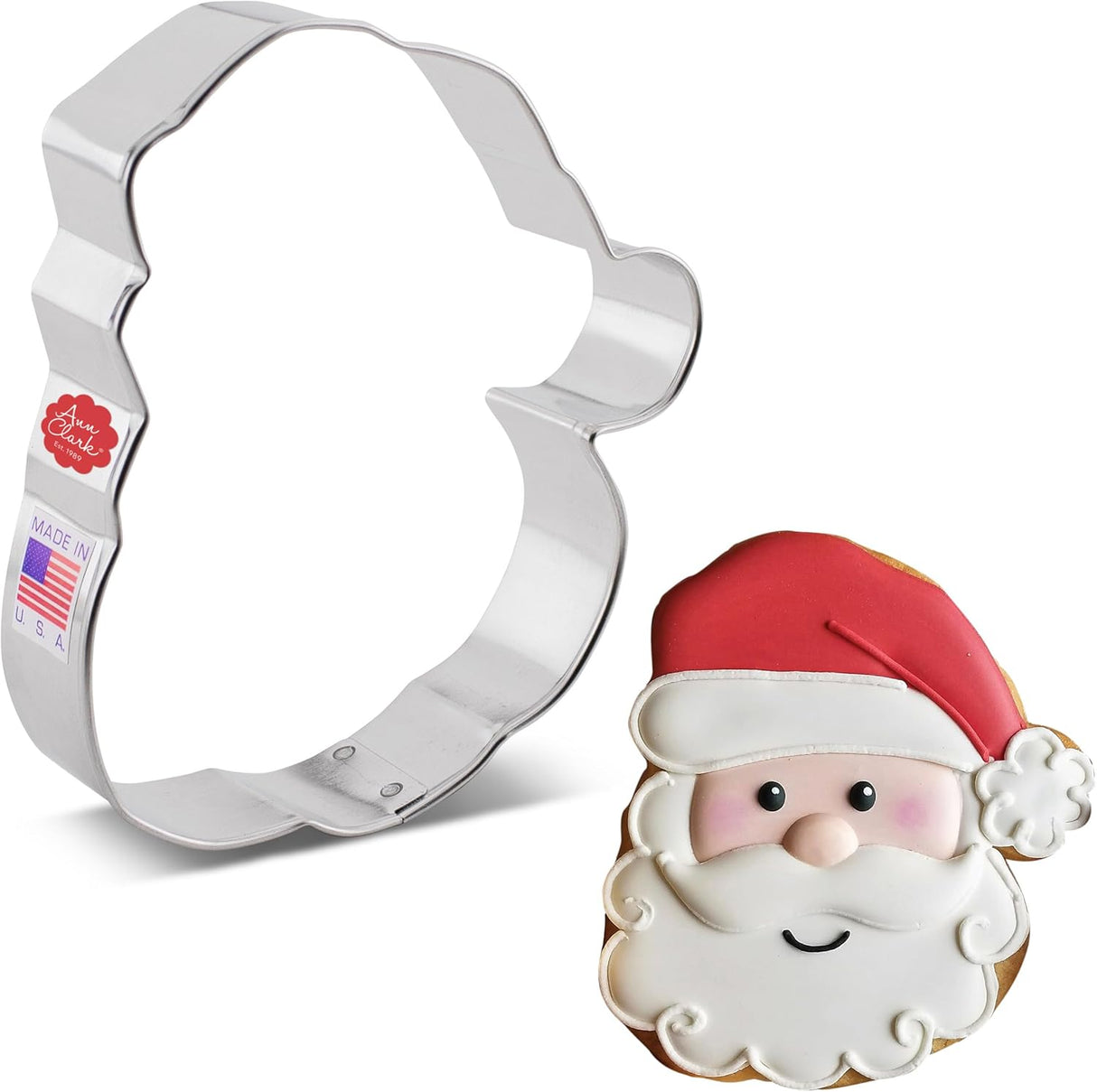 Santa Face Cookie Cutter 4.25" Made in USA by Ann Clark