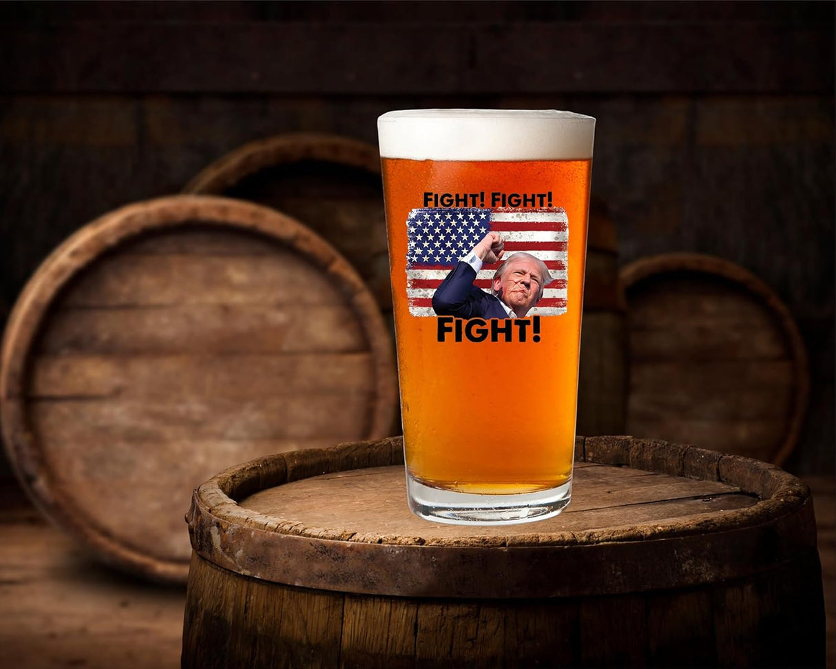 Donald Trump Merchandise Pint Glasses – 16Oz Trump Glassware Election Beer Glass – Made In USA - President Trump Personalized Beer Glass Gifts for Dad, Supporter