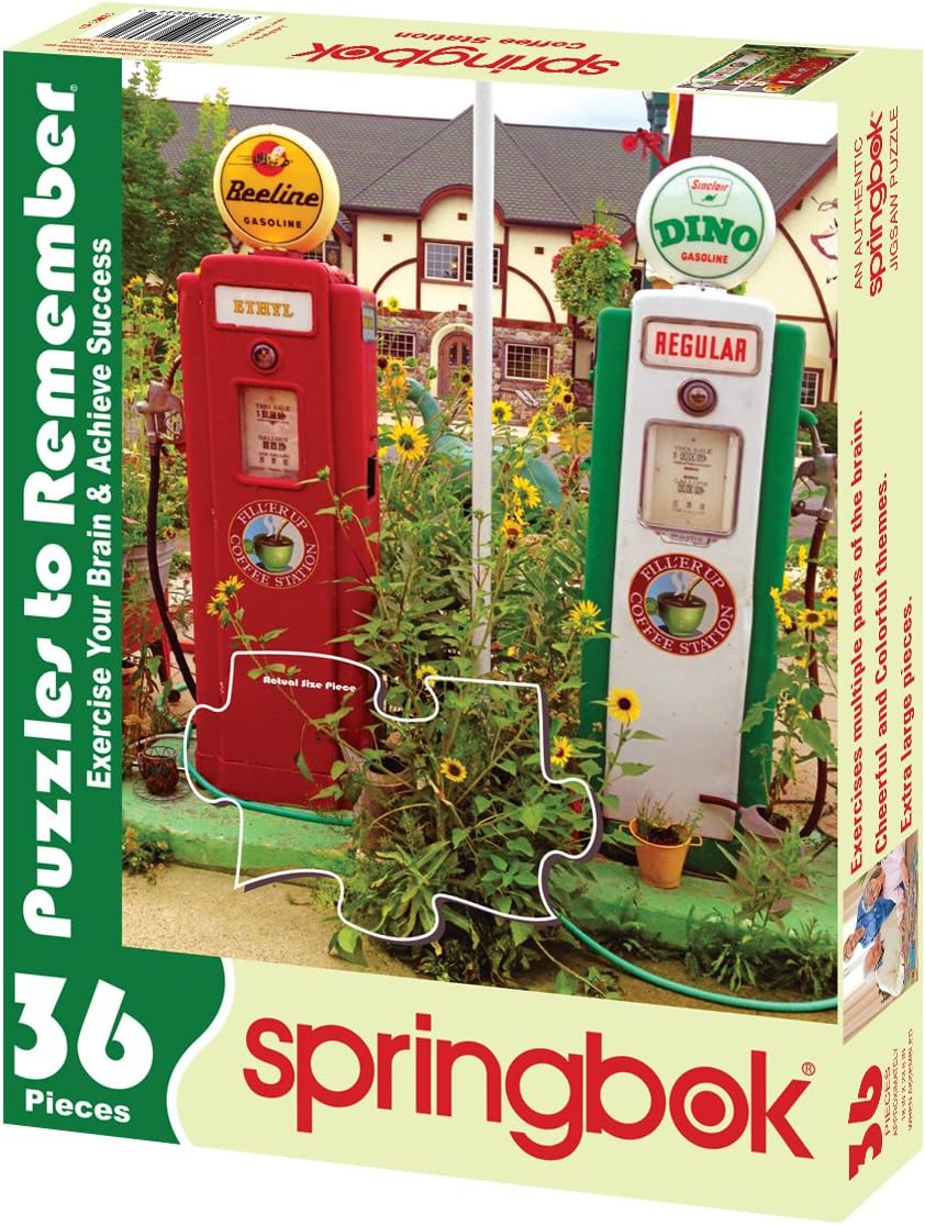 Springbok Puzzle to Remember - Alzheimer & Dementia Activity - 36 Piece Jigsaw Puzzle Coffee Station - Made in USA