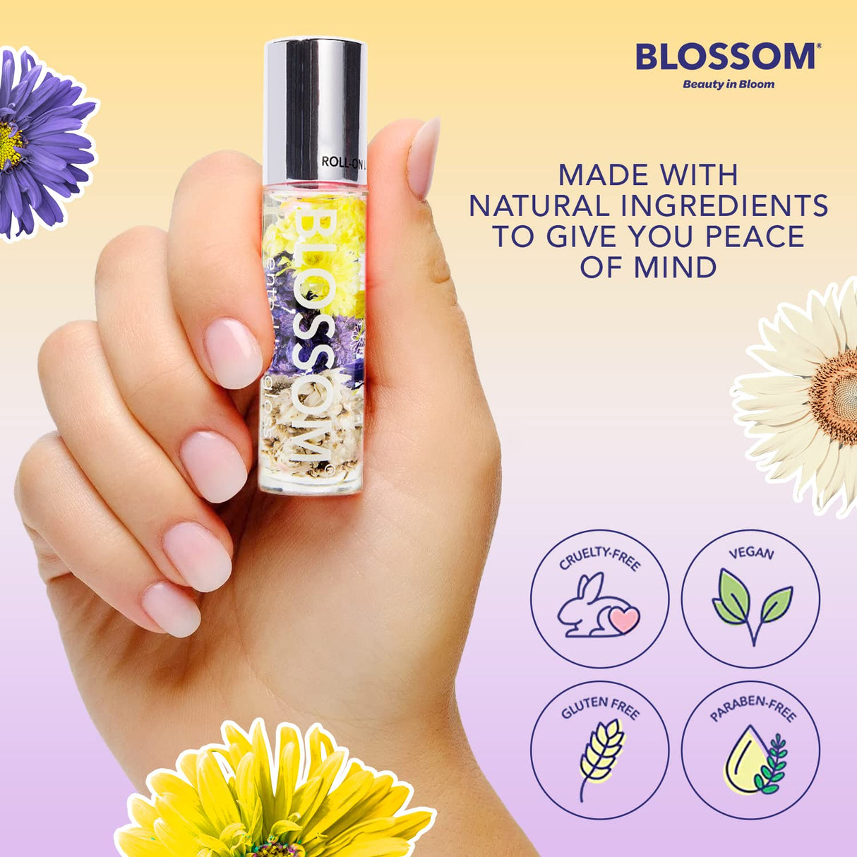 Blossom Scented Roll on Lip Gloss, Infused with Real Flowers, Made in USA, 0.20 fl. oz./5.9ml, Watermelon