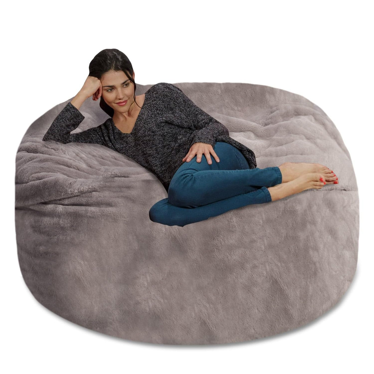Chill Sack Bean Bag Chair: Giant 5' Memory Foam Furniture Bean Bag - Big Sofa with Soft Micro Fiber Cover - Black