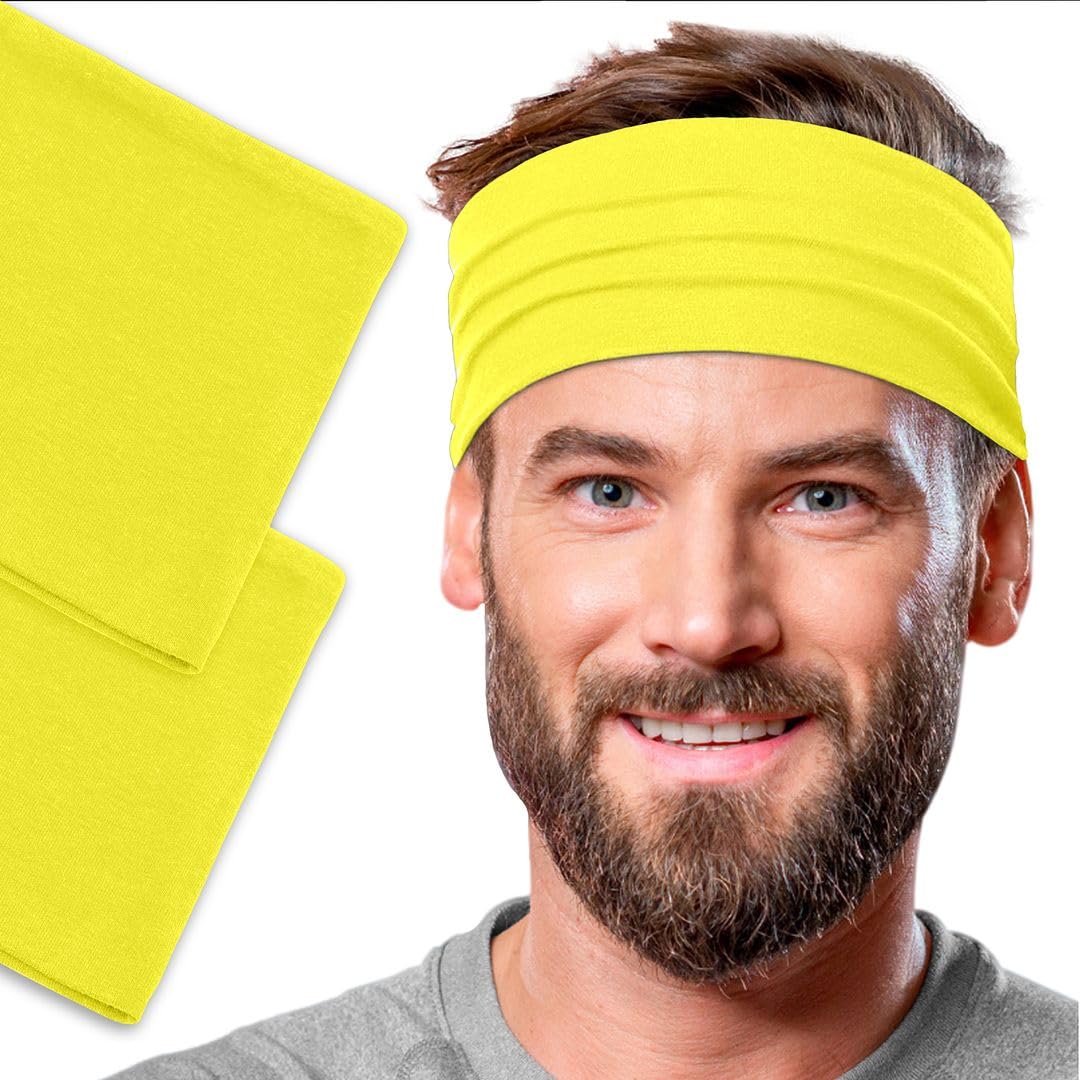 Men's Cotton Headbands Sweatbands 5" Wide Sports Fitness Yoga Fashion Made in USA