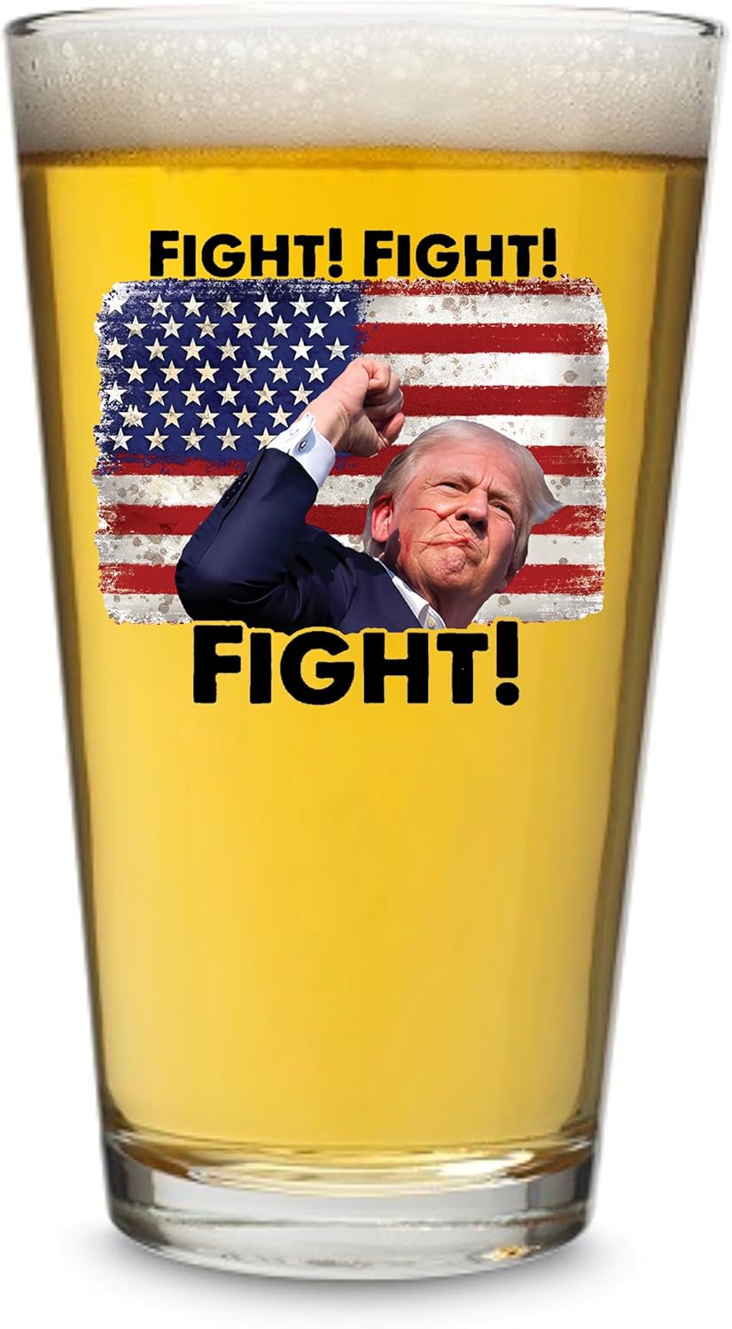 Donald Trump Merchandise Pint Glasses – 16Oz Trump Glassware Election Beer Glass – Made In USA - President Trump Personalized Beer Glass Gifts for Dad, Supporter
