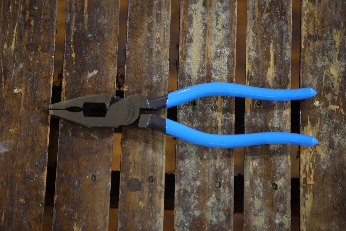 Channellock 369 9.5-Inch Lineman's Pliers | Xtreme Leverage Technology (XLT) Requires Less Force to Cut than Other High-Leverage Models | Forged from High Carbon Steel | Made in the USA, Blue Handle