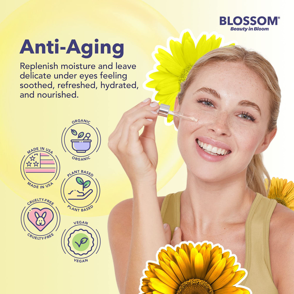 Blossom Unscented All Natural, Vegan, Cruelty Free Face Oil with Vitamin E, Infused with Real Flowers, Made in USA, 1 fl. oz., Spring Bouquet