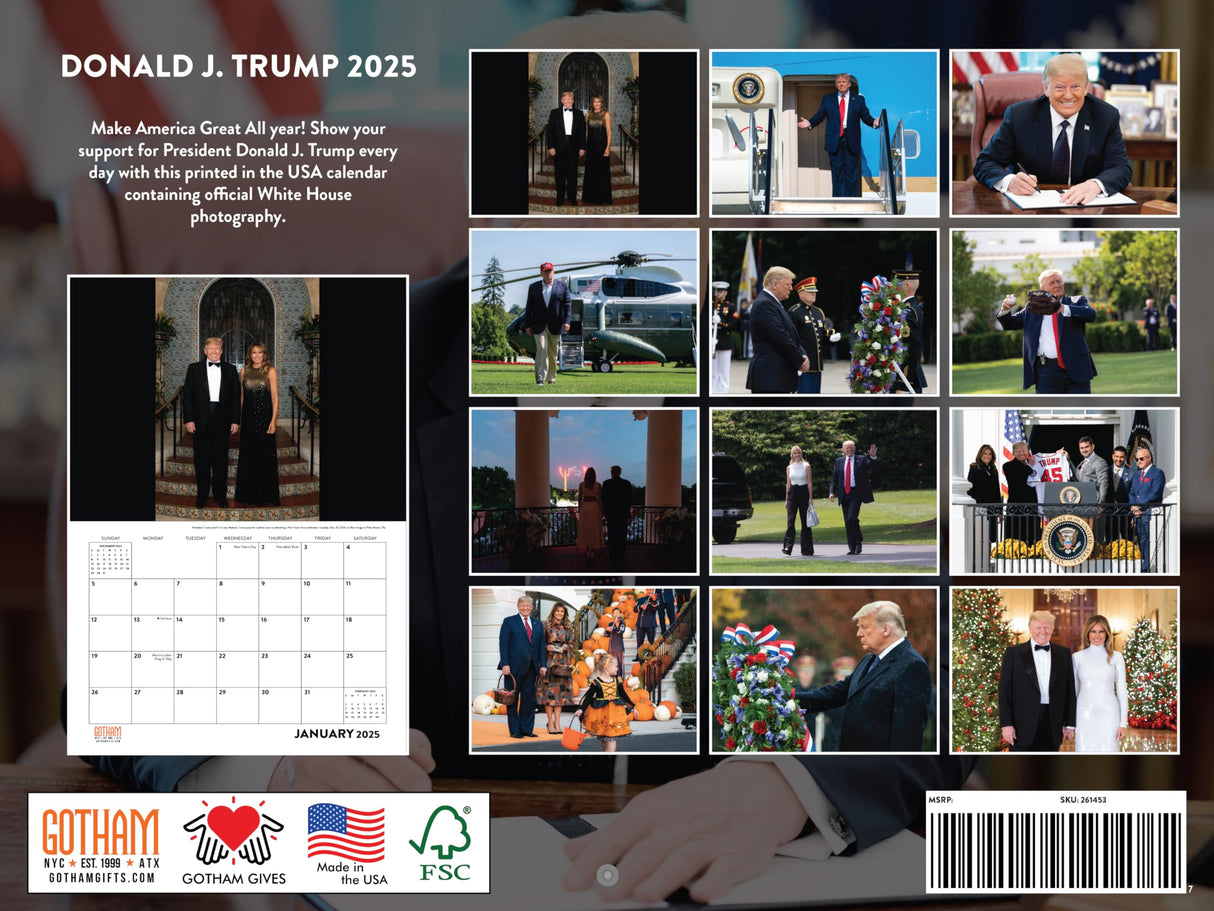 Trump Calendar 2025 Donald Trump Gifts 45 47 Monthly Wall Calender 12 Month | American Made In The USA MAGA