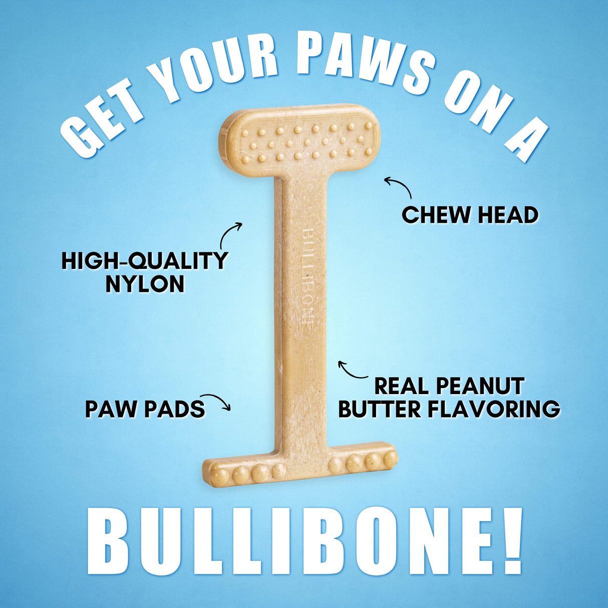 Bullibone Nylon Dog Chew Toy Nylon Bone - Improves Dental Hygiene, Easy to Grip Bottom, and Permeated with Flavor (Bacon, Large - 2 Pack)