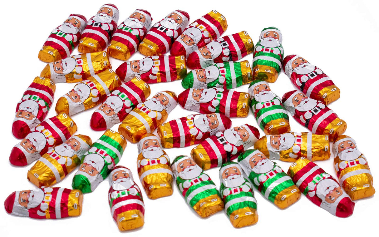 Made in USA Christmas Mini 2" Milk Chocolate Santas Individually Wrapped in Foil 1 lb (6 Pack - Gift Ready)