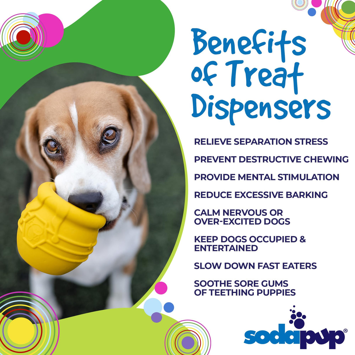 SodaPup Honey Pot – Durable Dog Treat Dispenser & Enrichment Toy Made in USA from Non-Toxic, Pet Safe, Food Safe Natural Rubber Material for Mental Stimulation, Problem Chewing, Calming Nerves, & More