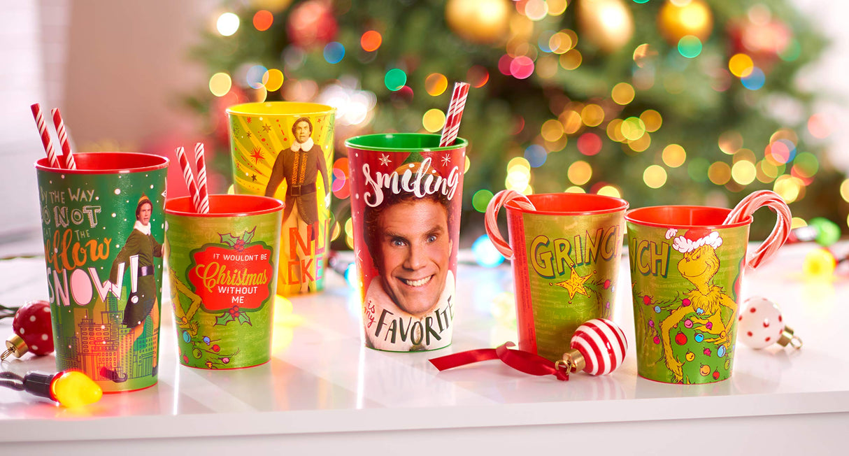 American Greetings 8-Count 16 oz. Reusable Plastic Cups, Santa and Snowman Christmas Party Supplies