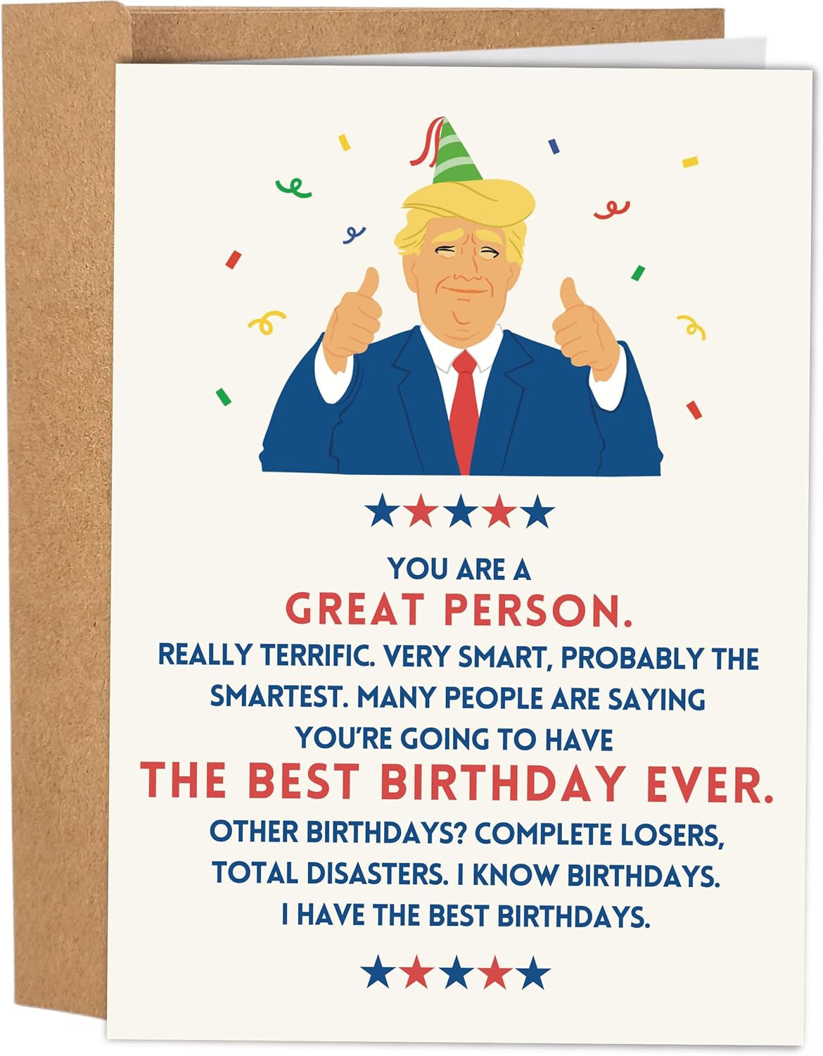 Sleazy Greetings Donald Trump Funny Birthday Card for Men and Women - 'Best Birthday Ever' Birthday Card for Brother, Dad, Wife, Husband, and Friend - Trump Birthday Card