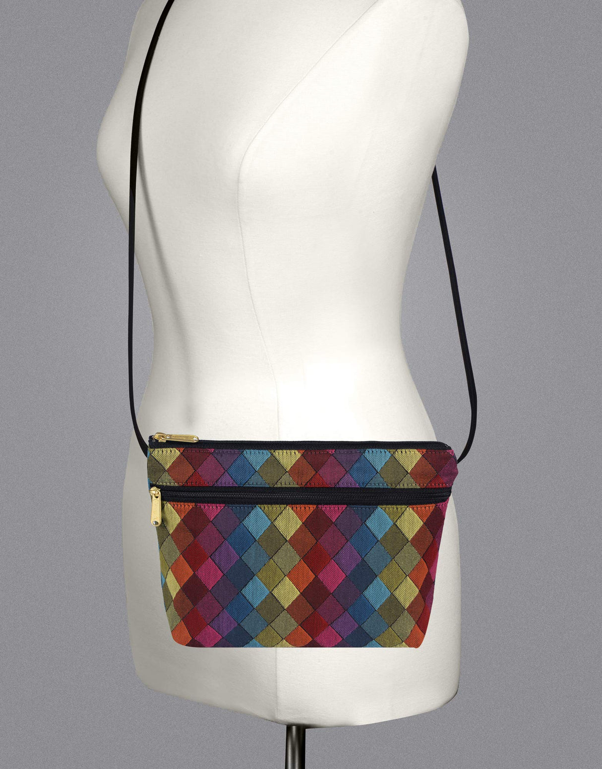 Danny K. Women's Tapestry Zipper Purse Crossbody Handbag, Adjustable Cord, Handmade in USA