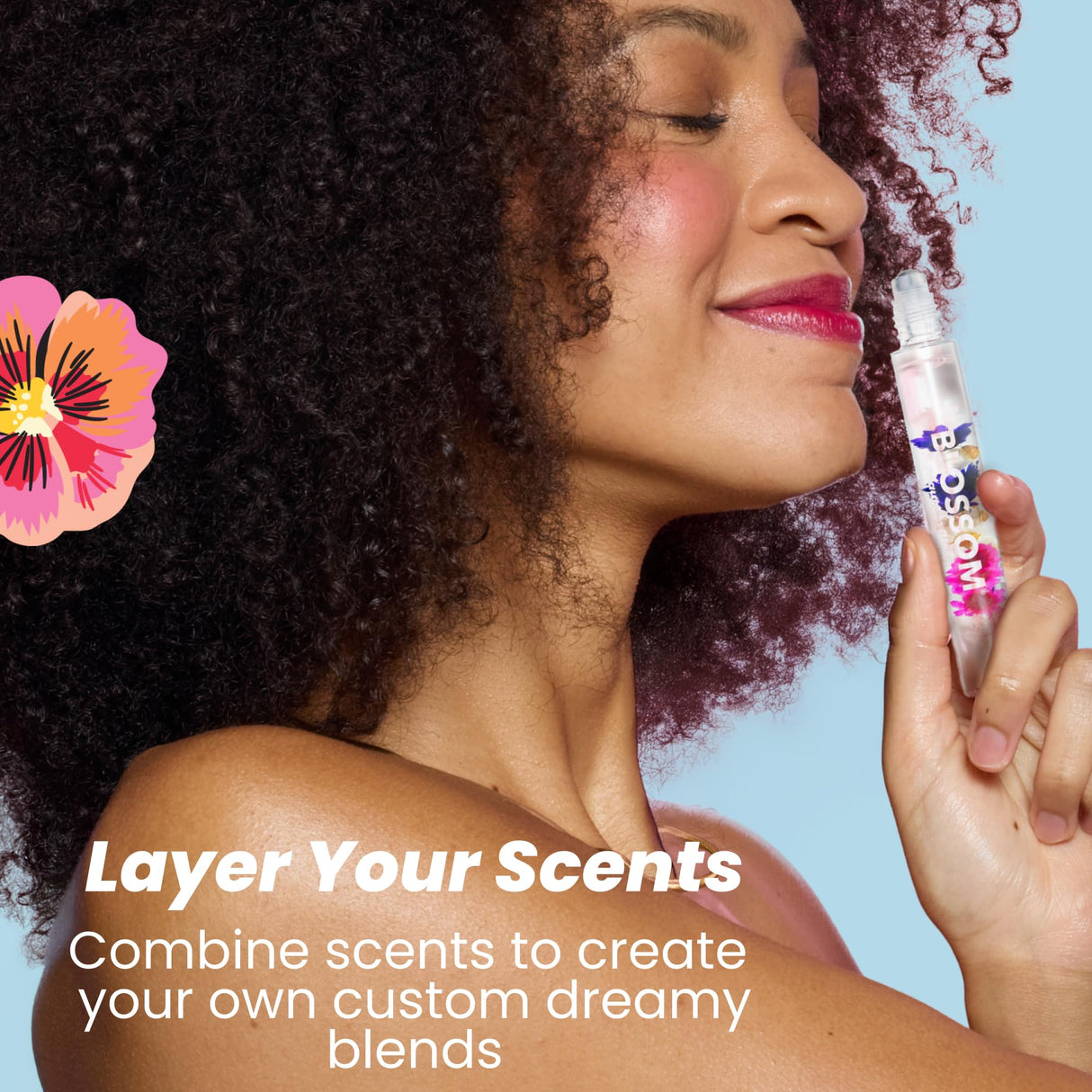 Blossom Roll on Perfume Oil for Women, Alcohol Free Rollerball Perfume with Essential Oil, Infused with Real Flowers, Made in USA, 0.20 oz (Lemon, Bergamot, Violet, White Musk), Cactus Flower