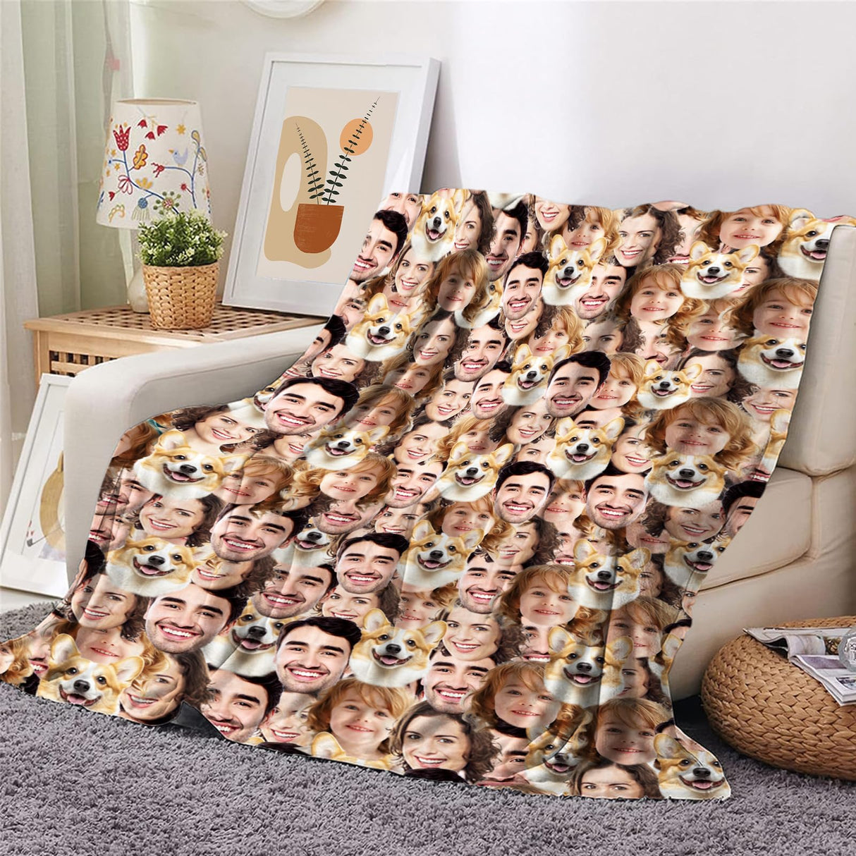 Ships Next Day,Custom Blanket with Picture Made in USA,Personalized Photo Blanket for Family Anniversary Christmas Birthday Halloween Valentines