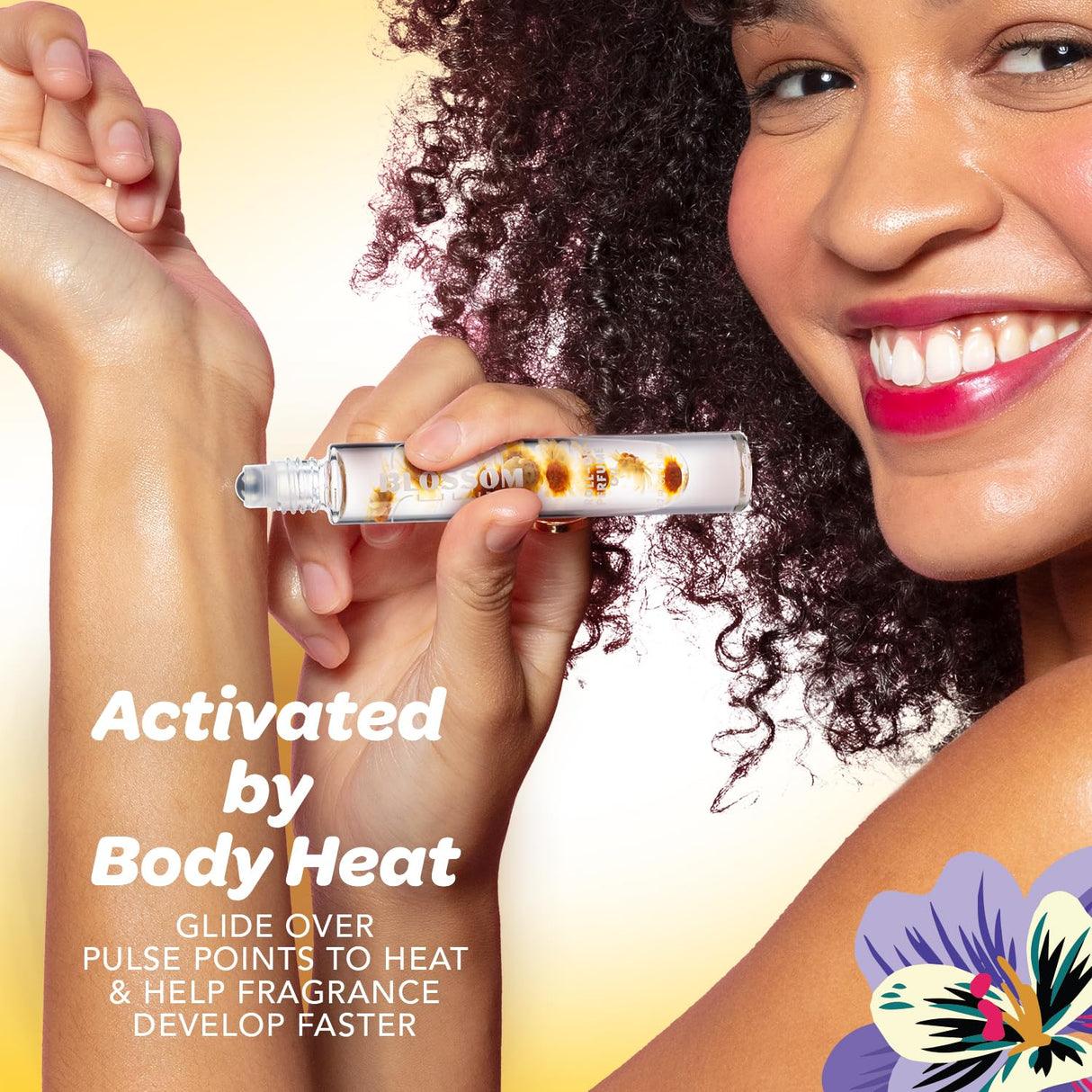 Blossom Roll on Perfume Oil for Women, Alcohol Free Rollerball Perfume with Essential Oil, Infused with Real Flowers, Made in USA, 0.20 oz (Lemon, Bergamot, Violet, White Musk), Cactus Flower