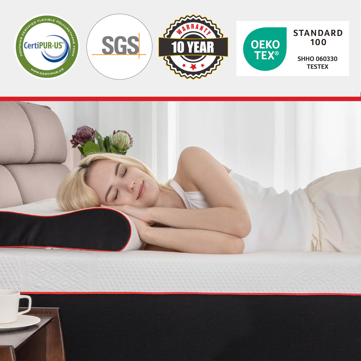 MLILY Queen Size Mattress Bed Mattress, Manchester United 12 Inch Memory Foam Mattress, Cool Sleep & Pressure Relief, Made in USA, White