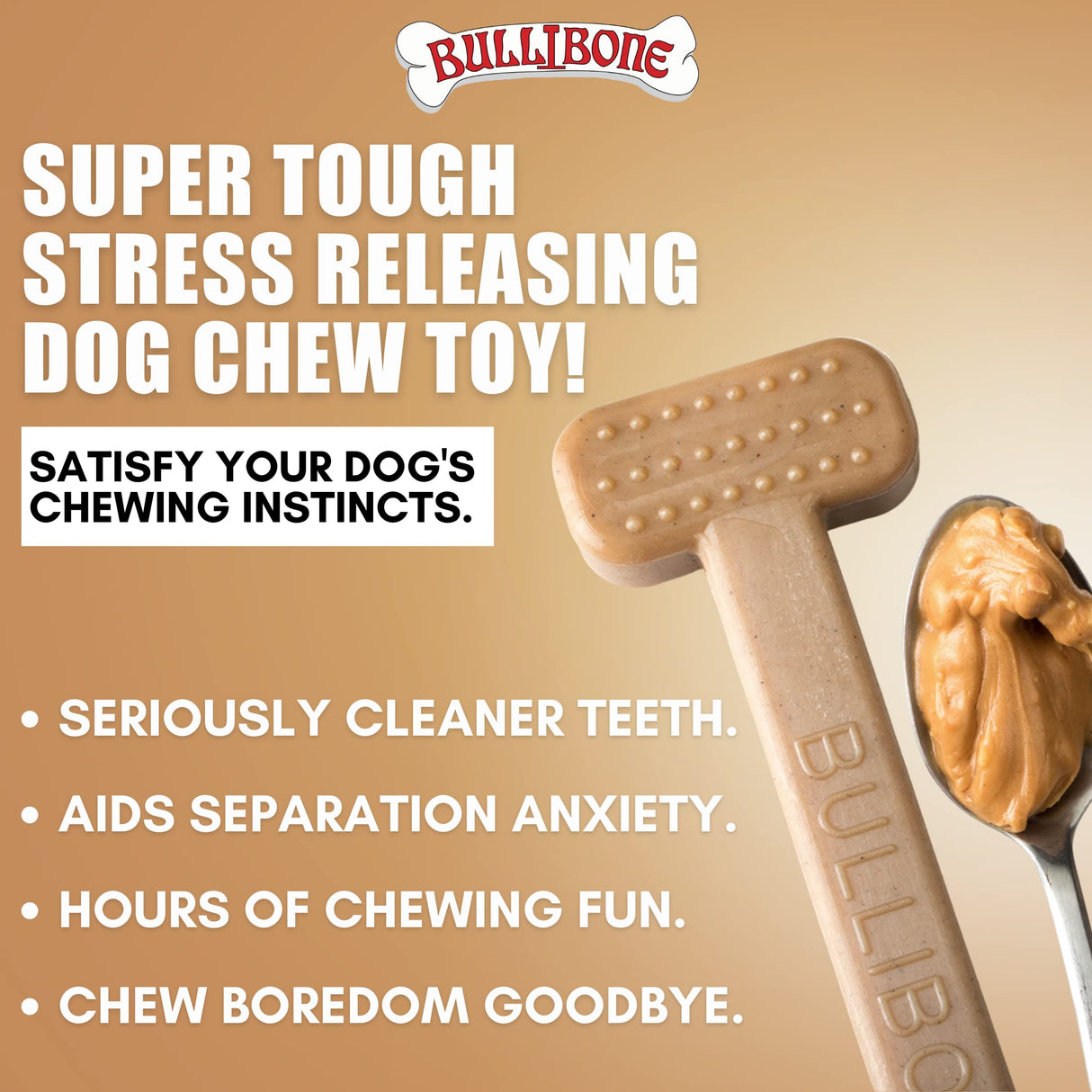 Bullibone Nylon Dog Chew Toy Nylon Bone - Improves Dental Hygiene, Easy to Grip Bottom, and Permeated with Flavor (Bacon, Large - 2 Pack)