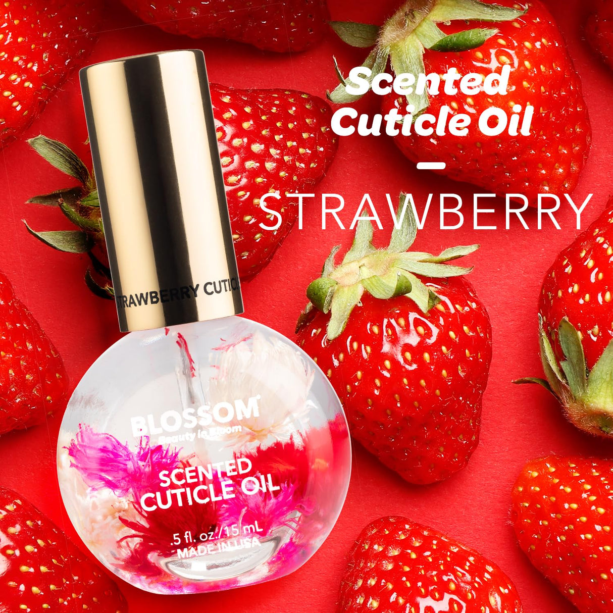 Blossom Scented Cuticle Oil, Infused with Real Flowers, Hydrating, Moisturizing, Strengthening, Made in USA, 0.5 fl. oz, Amazon Exclusive, Watermelon