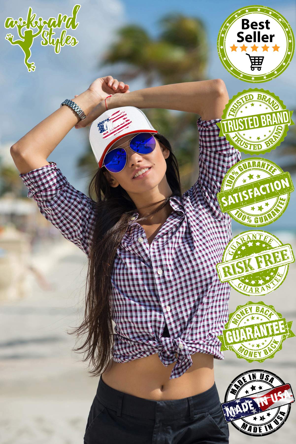 Awkward Styles American Flag Mama Hat 4th of July Party Patriotic Mama Hat Made in USA