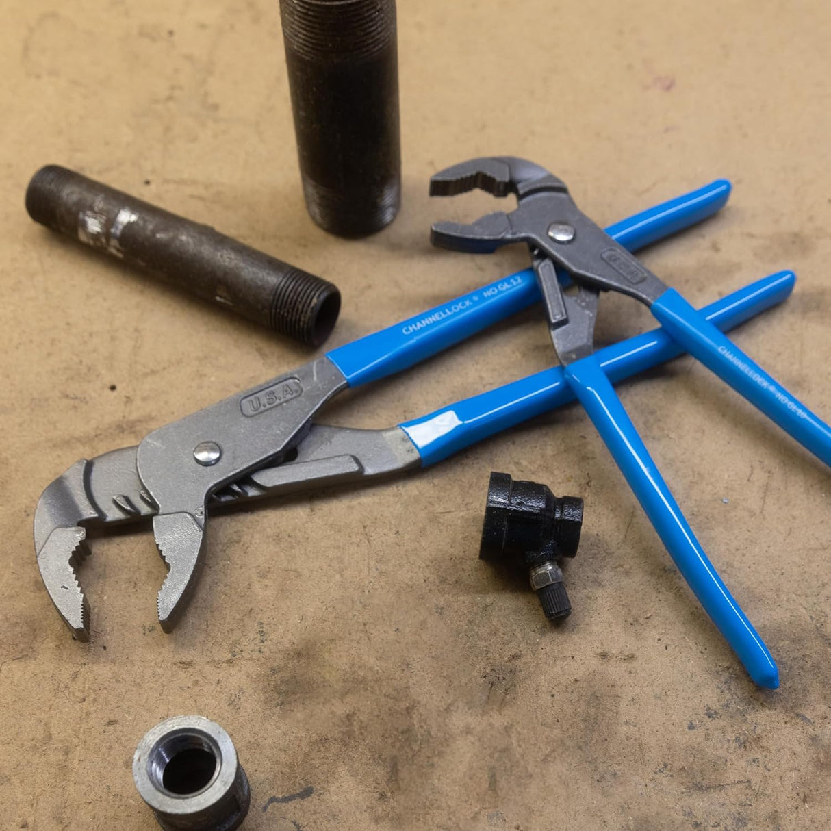 Channellock GL10 GripLock 1-3/4-Inch Jaw Capacity 9-1/2-Inch Utility Tongue and Groove Plier, Blue, 2 Piece Set, 9.5", 12.5", Matte/Unpolished