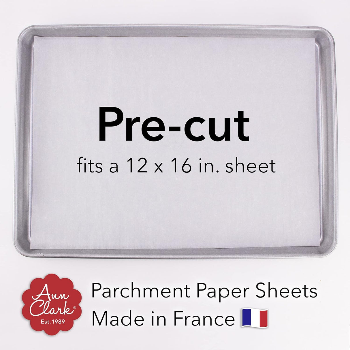 Ann Clark Parchment Paper Sheets for Baking, Made in France, Natural Nonstick 16" x 12" Precut 100 Sheets