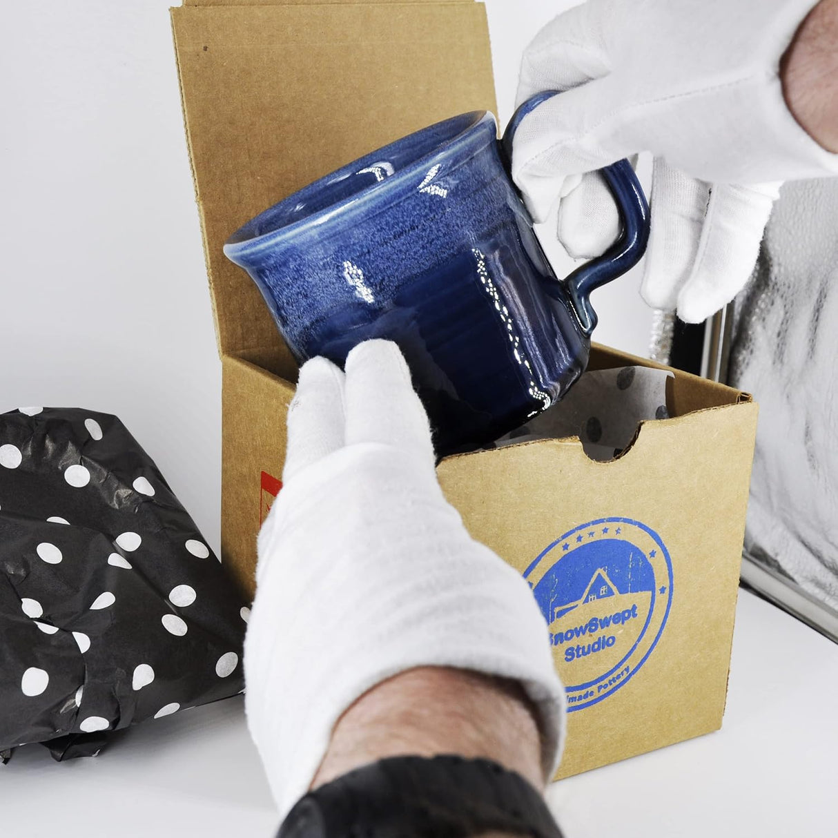 Handmade Ceramic Coffee Mug - Ol' Blue with White Frost 14oz