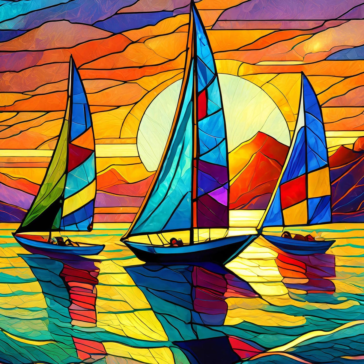 Springbok's Sunset Sailing 500 Piece Jigsaw Puzzle for Adults-Unique Cut Pieces- Made in USA