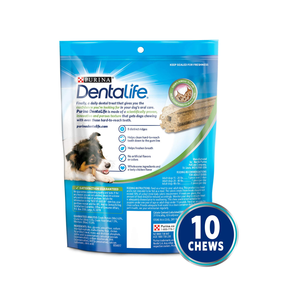 Purina Dentalife Daily Oral Care Chicken Flavor Small/Medium Breed Dog Dental Chews – 28.5 oz pouch (40ct)
