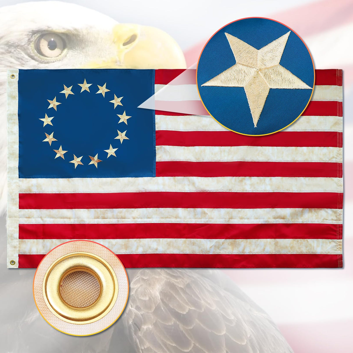 100% Made in USA American Flags 3x5 Ft Outside,American Flag Outdoor Heavy Duty,Us Flag 3x5 Longest Lasting Usa Flag, Built For Outdoor Use,(100% In Usa)