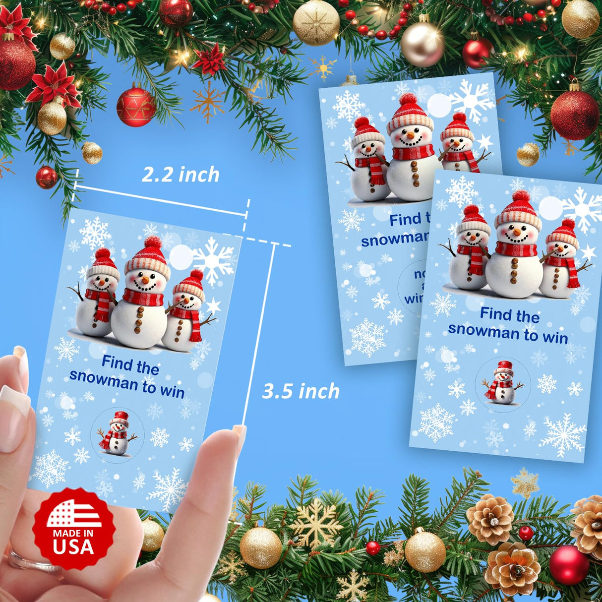 Christmas Party Game Scratch Off, Snowflakes, Find The Snowman Easy to Play Silly Games, Fun Idea, Ice Breaker Christmas Activity. Raffle Cards, Set of 40 Cards Made in USA