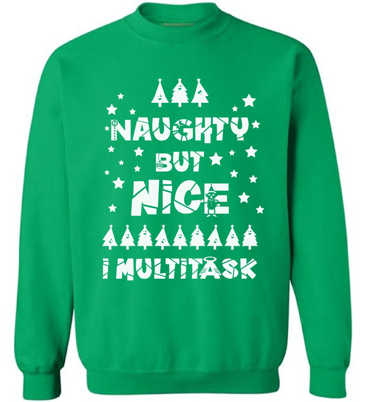 Awkward Styles Naughty But Nice I Multitask Ugly Christmas Sweater - Funny Xmas Theme Holiday Season Sweatshirt