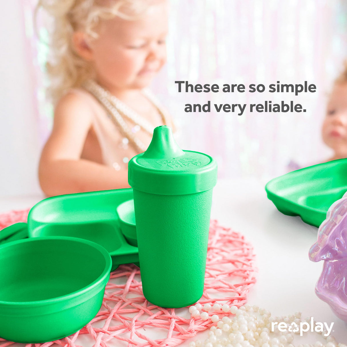 Re-Play Made in USA 10 Oz. Sippy Cups for Toddlers, Pack of 4 - Reusable Spill Proof Cups for Kids, Dishwasher/Microwave Safe - Hard Spout Sippy Cups for Toddlers 3.13" x 6.25", Desert Roses