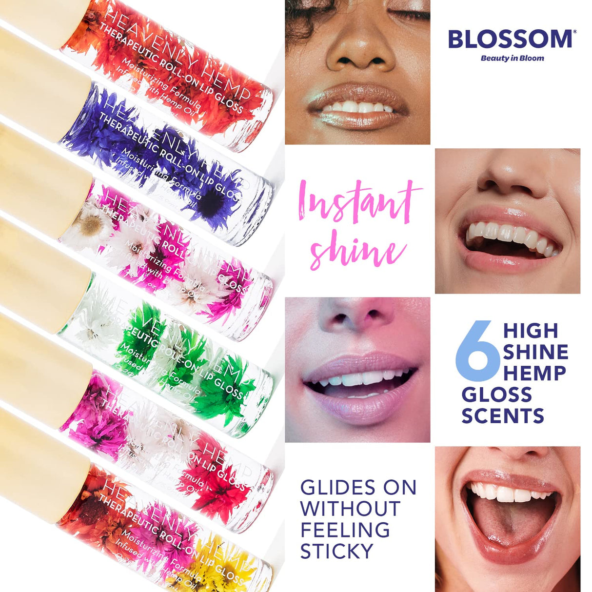 Blossom Scented Roll on Lip Gloss, Infused with Real Flowers, Made in USA, 0.20 fl. oz./5.9ml, Watermelon