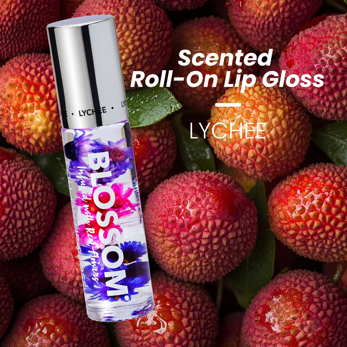 Blossom Scented Roll on Lip Gloss, Infused with Real Flowers, Made in USA, 0.20 fl. oz./5.9ml, Watermelon