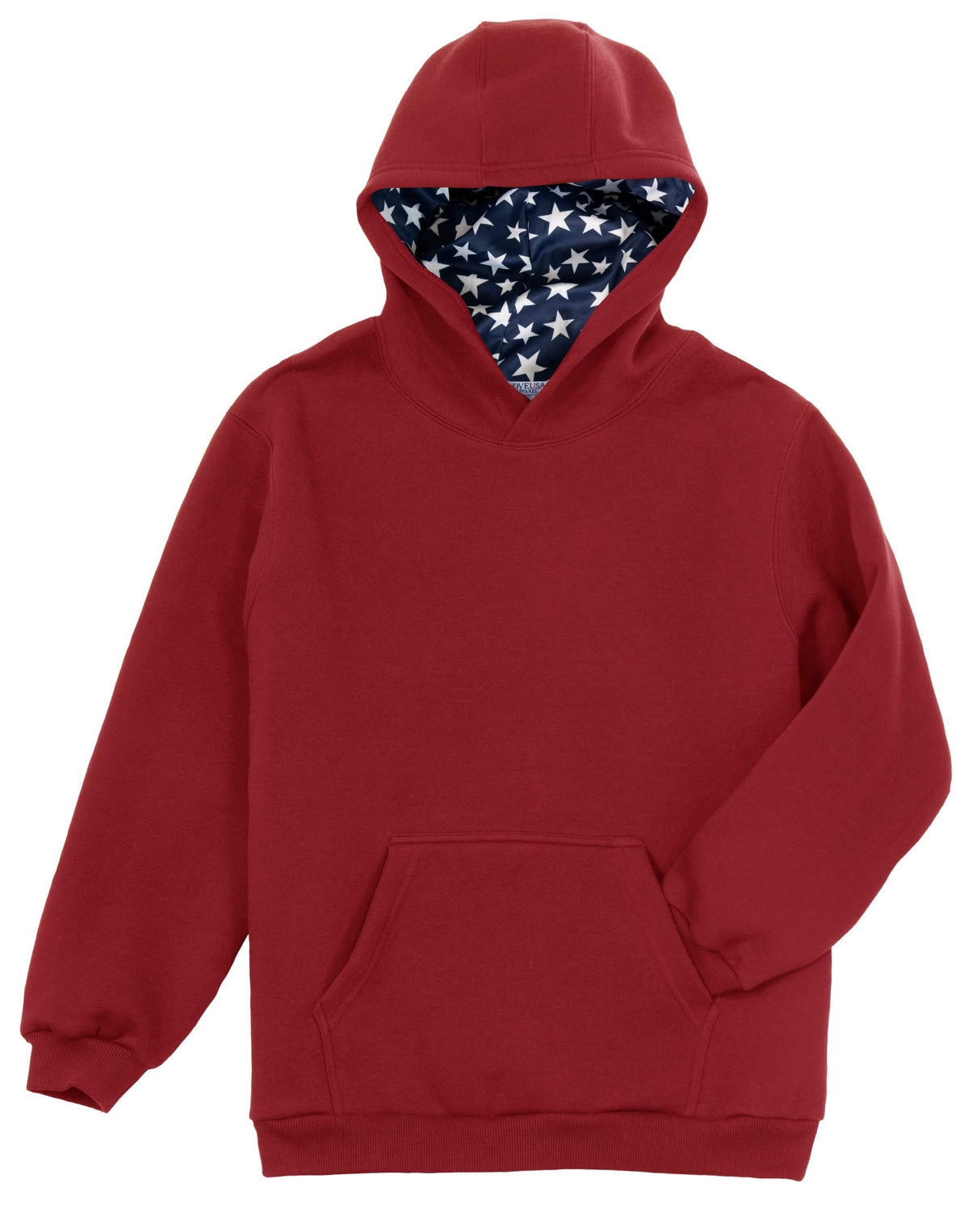 Men's Heavy Duty Weight Micro Fleece Patriotic Sweatshirt with Stars Lined Hoodie Made in USA