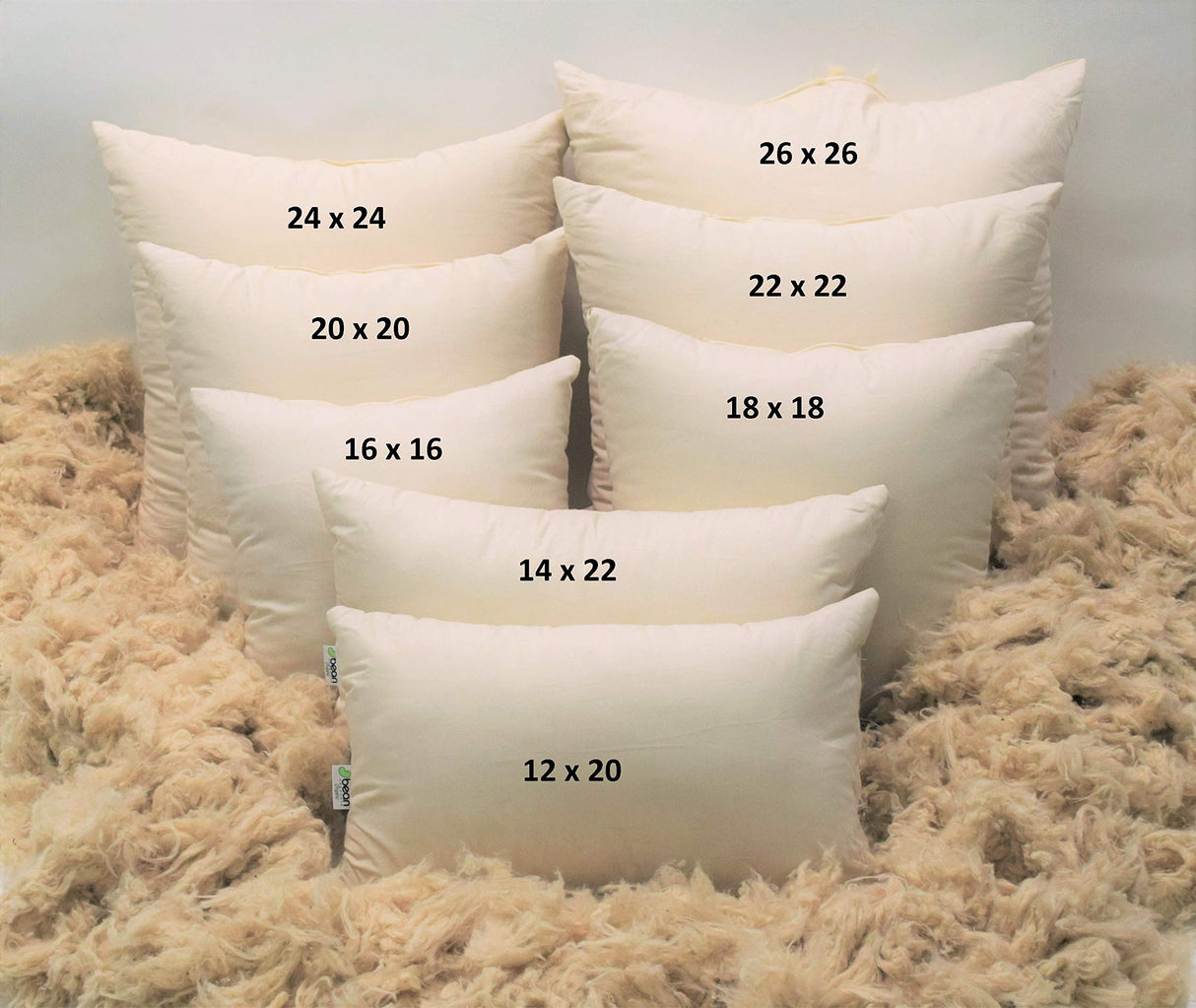 Bean Products Kapok Pillow - 14 x 22 Euro Size, Organic Cotton, Vegan, Premium Quality - Made in USA Neck Bed Body Floor Cushion Insert Couch Throw Bolster - Organic Eco Friendly Fabric and Fill