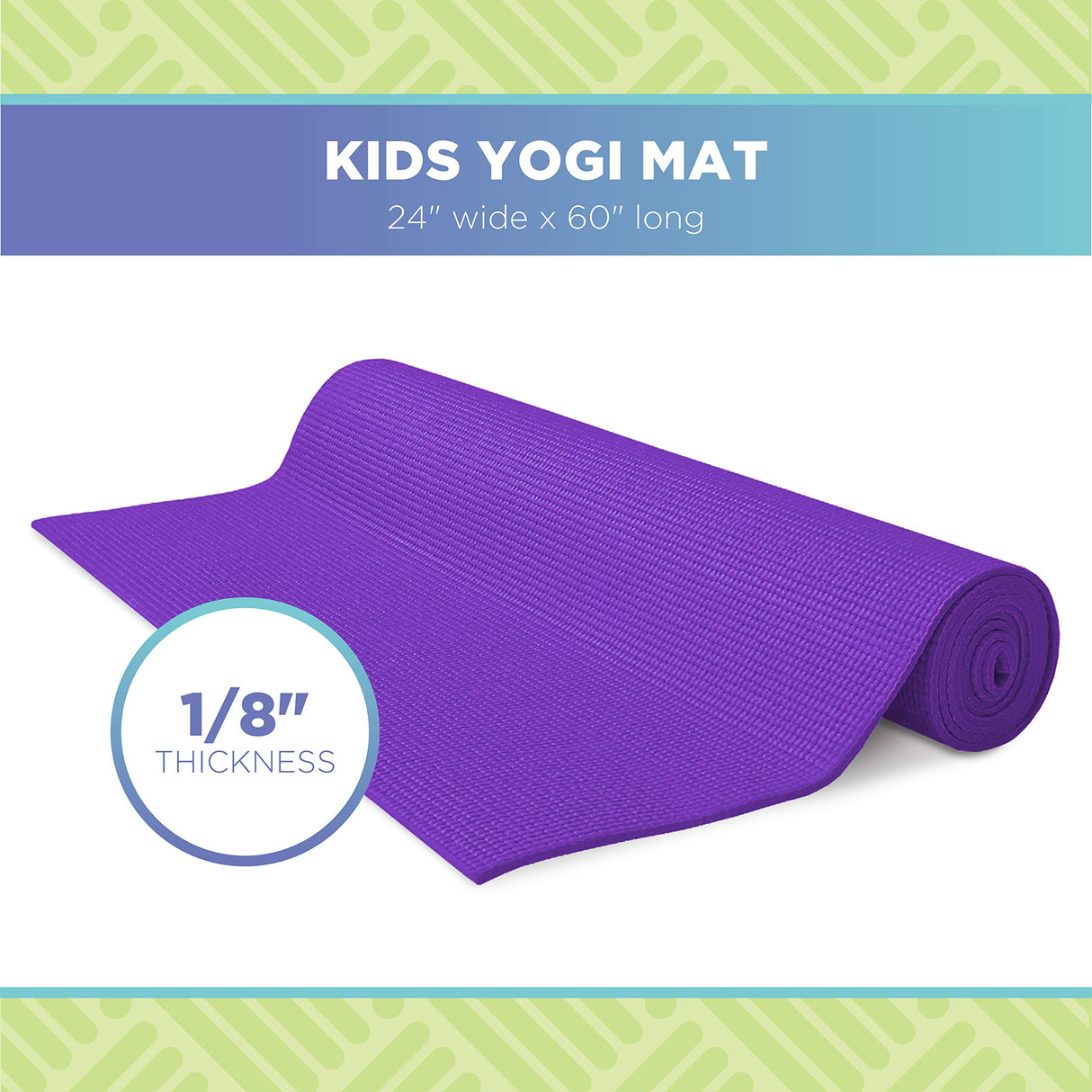 Bean Products Kids Size Sticky Yoga Mat | 3mm Thick (⅛”) x 60” L x 24” W | Non-Toxic, SGS Certified | Non-Skid & Non-Slip Eco-Friendly Exercise or Playtime Mat | Fun Colors & Designs | Cosmic