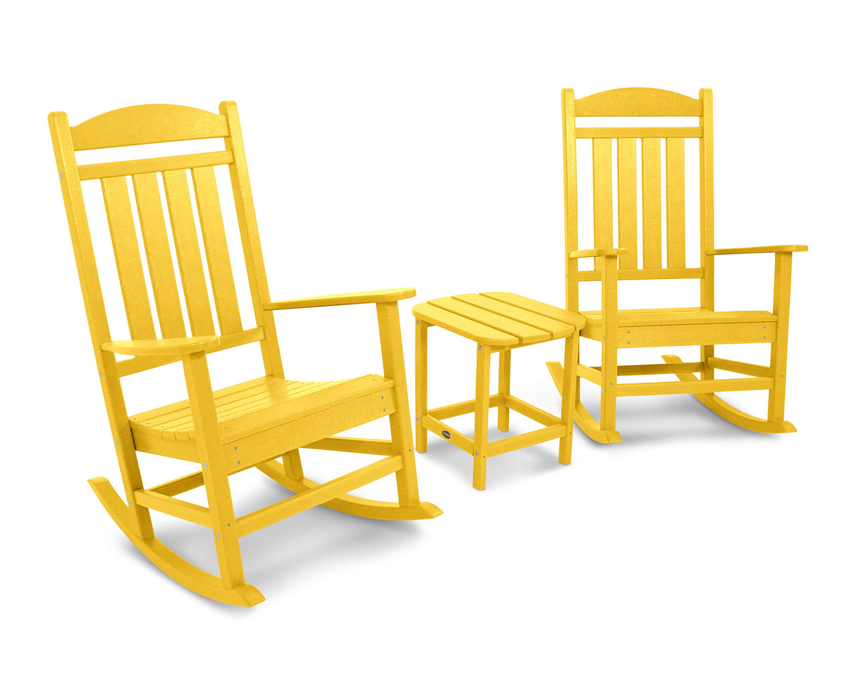 POLYWOOD PWS166-1-BL Presidential Rocker 3-Piece Rocking Chair Set, Black