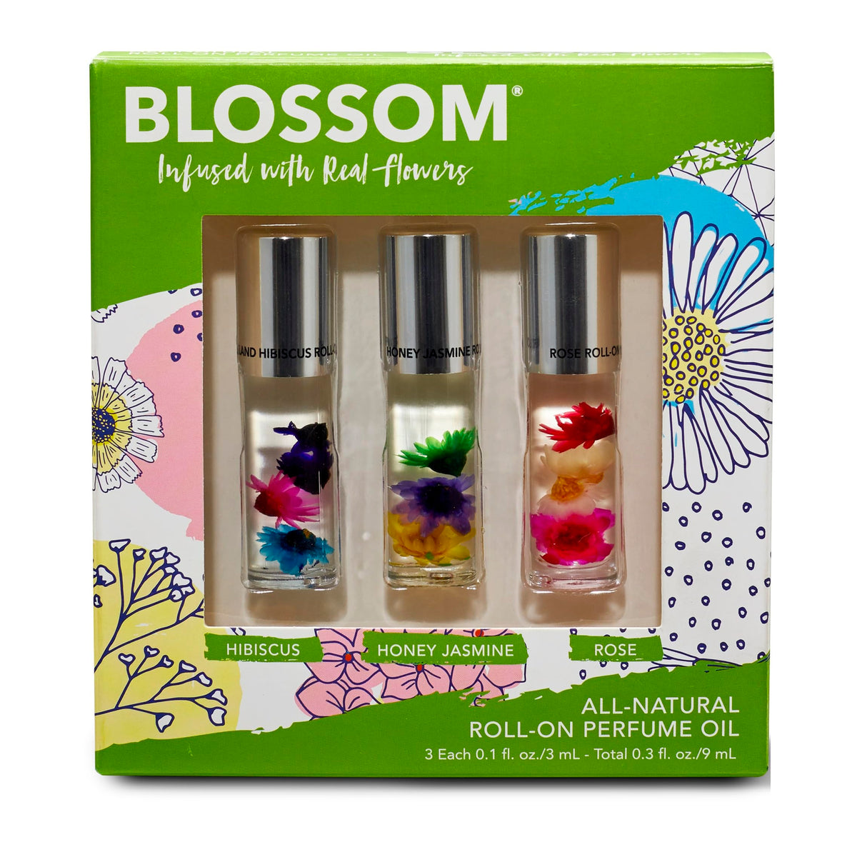 Blossom Roll on Perfume Oil for Women, Alcohol Free Rollerball Perfume with Essential Oil, Infused with Real Flowers, Made in USA, 0.20 oz (Lemon, Bergamot, Violet, White Musk), Cactus Flower