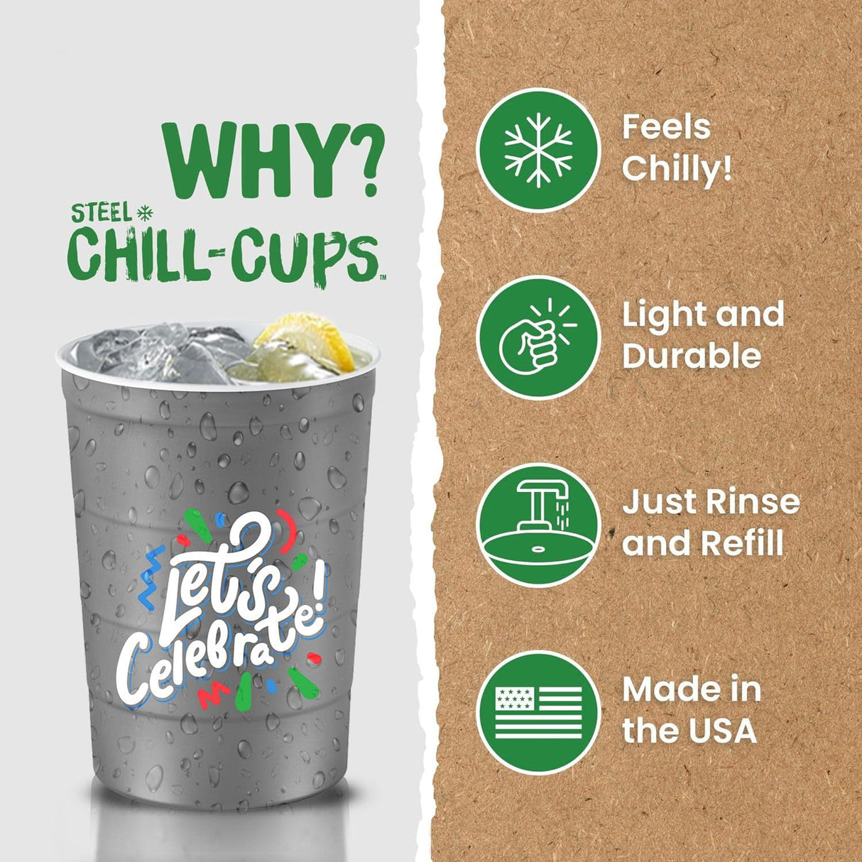 16 oz. Party Cups, Perfect for Cold Drinks, Sturdy & Durable, Disposable and 100% Recyclable, Made in USA, Red, 12 Count