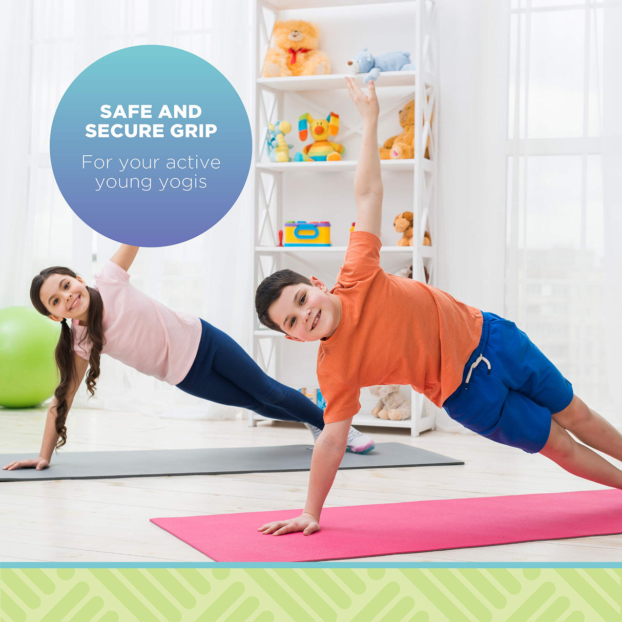 Bean Products Kids Size Sticky Yoga Mat | 3mm Thick (⅛”) x 60” L x 24” W | Non-Toxic, SGS Certified | Non-Skid & Non-Slip Eco-Friendly Exercise or Playtime Mat | Fun Colors & Designs | Twilight