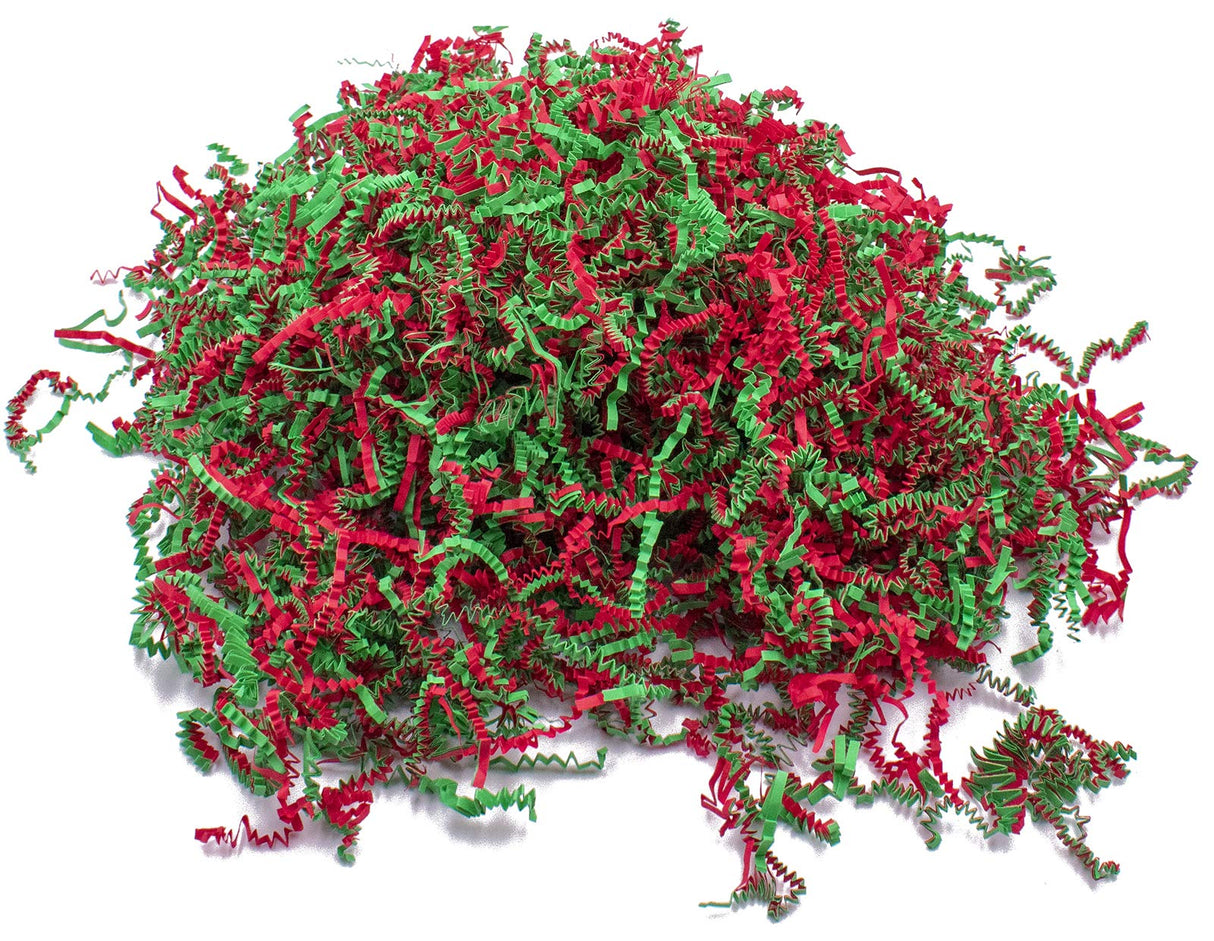 Stephanie Imports Made In USA 3-Ply Crinkle Cut Shredded Paper 2 lbs (Red & Green Christmas Mix)