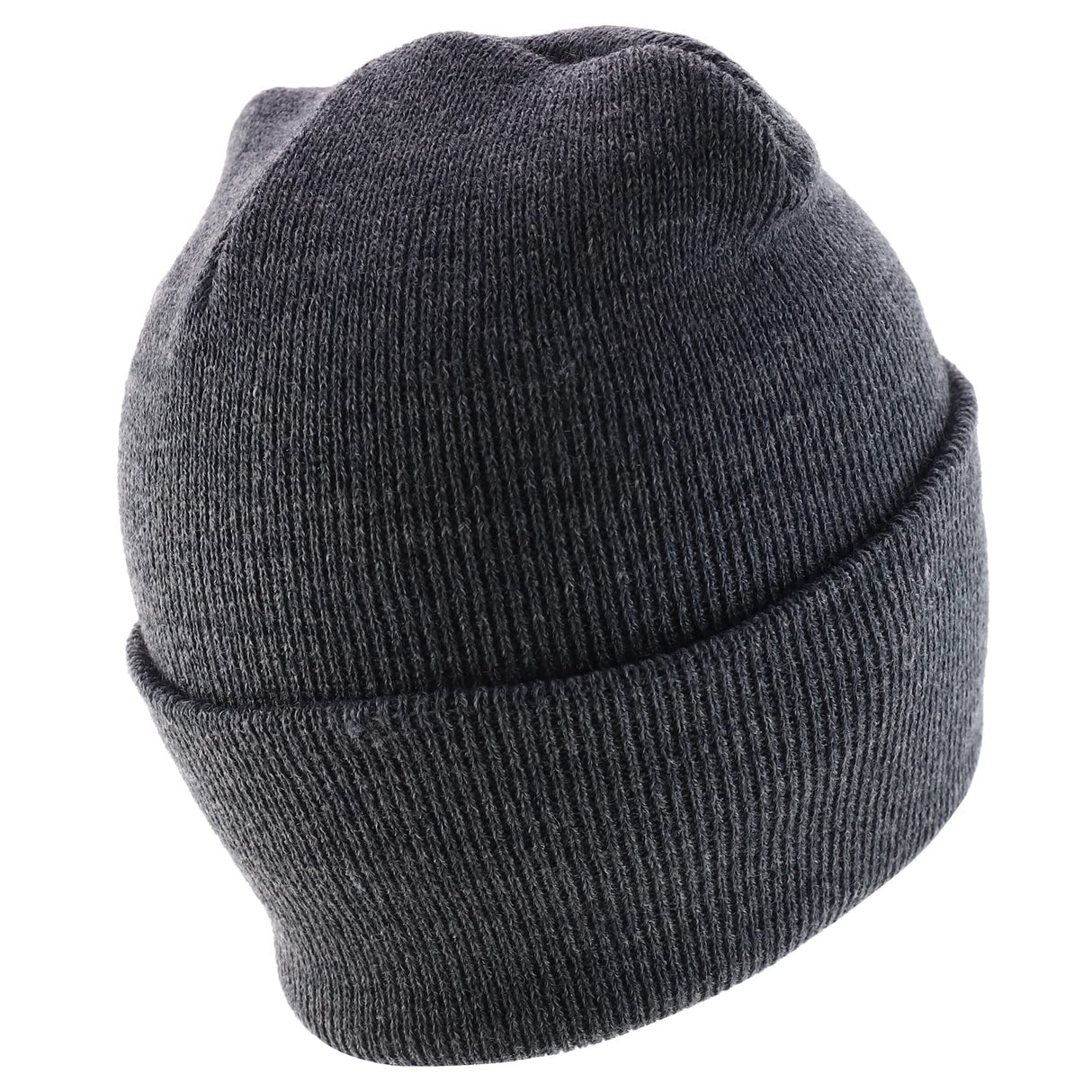 Made in USA Grey American Flag Embroidered Knit Cuff Long Beanie