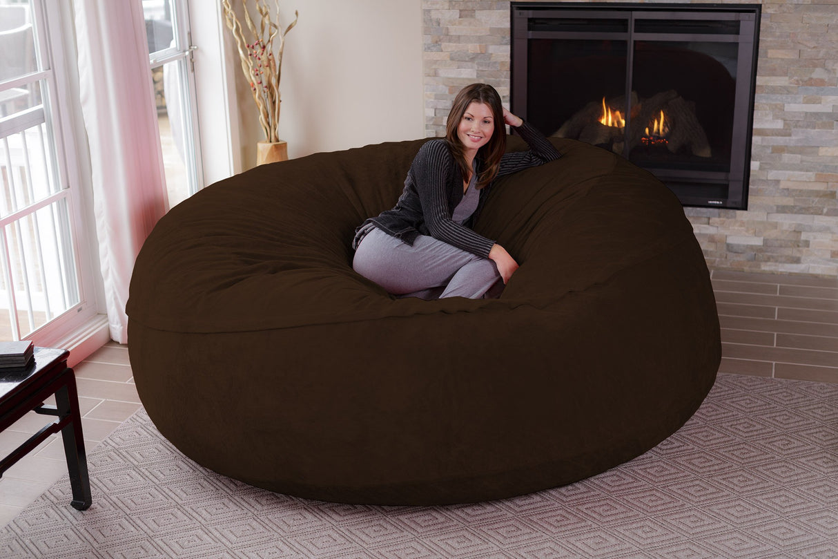 Chill Sack Bean Bag Chair: Giant 8' Memory Foam Furniture Bean Bag - Big Sofa with Soft Micro Fiber Cover - Charcoal