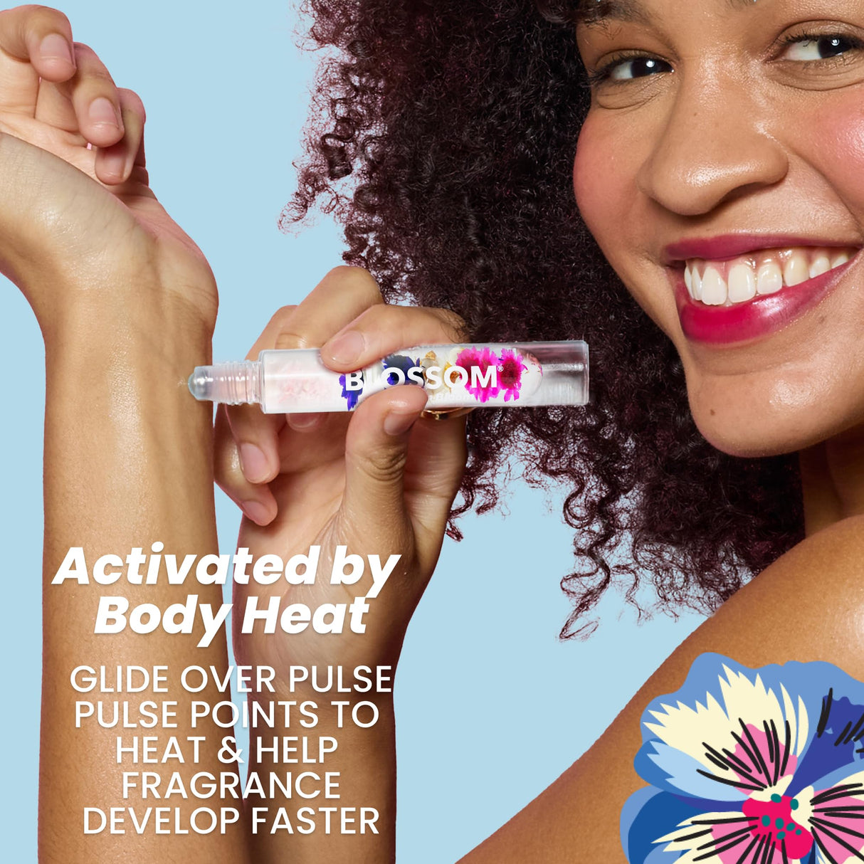 Blossom Roll on Perfume Oil for Women, Alcohol Free Rollerball Perfume with Essential Oil, Infused with Real Flowers, Made in USA, 0.20 oz (Lemon, Bergamot, Violet, White Musk), Cactus Flower