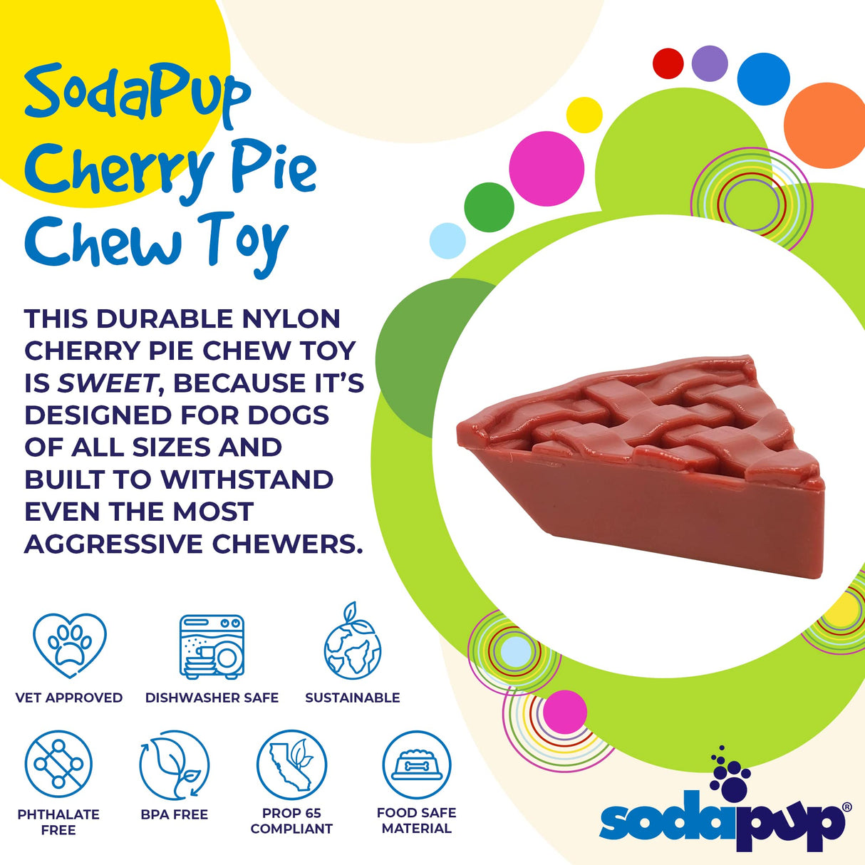 SodaPup Hot Dog – Durable Dog Chew Toy Made in USA from Non-Toxic, Pet Safe, Food Safe Nylon Material for Mental Stimulation, Clean Teeth, Fresh Breath, Problem Chewing, Calming Nerves, & More